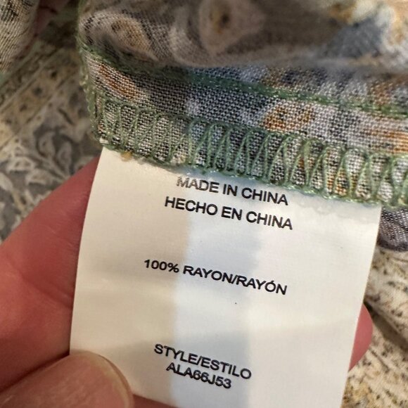 Figueroa & Flower Womens Floral Green Peasant Top With Border Detail Large new - Picture 5 of 8